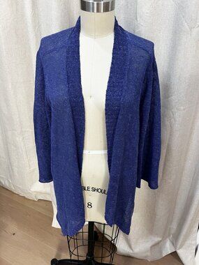 EILEEN FISHER WOMAN Lightweight Linen Cotton Blend Open Cardigan 2x Plus